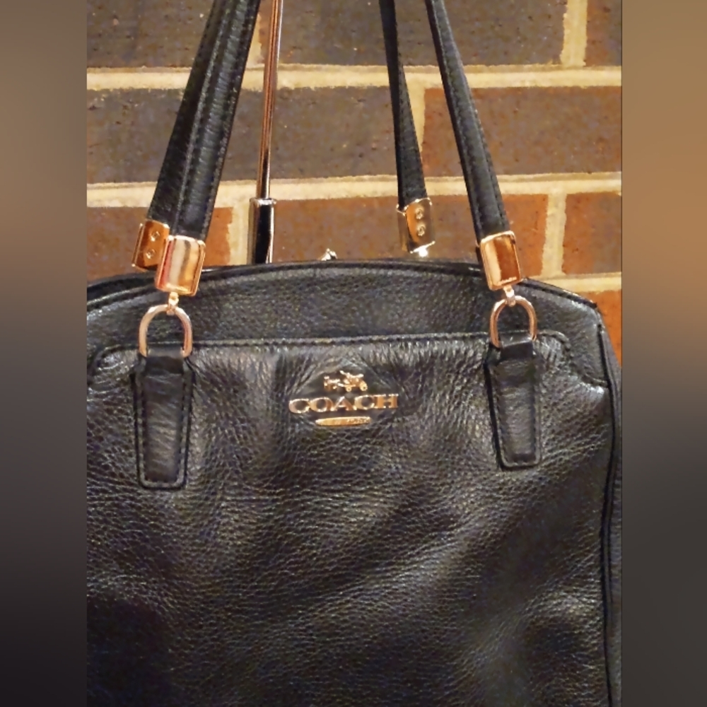Coach Satchel Black with Navy Blue interior.  clean, excellent used condition - Picture 5 of 11